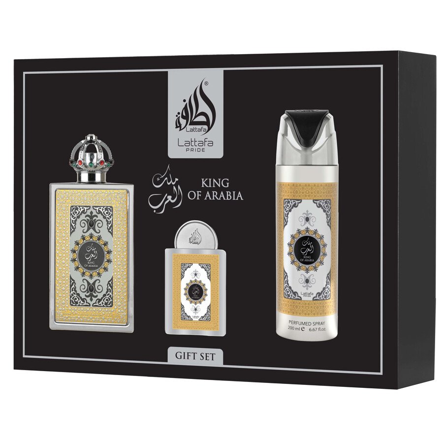 Lattafa-King-of-Arabia-Gift-Set-.jpg Lattafa King Of Arabia Gift Set (3-Piece Set) - Image 1